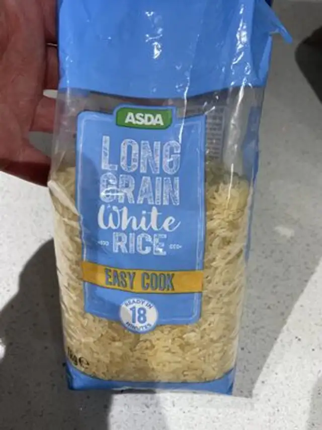 Asda long grain white rice front packaging