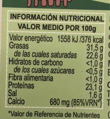 Queso de mezcla semicurado nutrition facts table