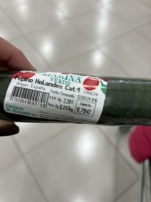 Pepino holandés ingredients label