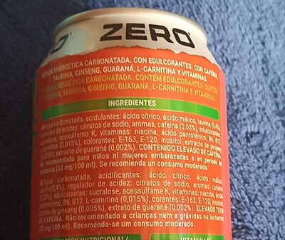 Watermelon Energy Drink ingredients label