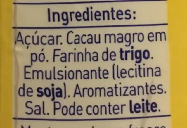 Colacao ingredients label