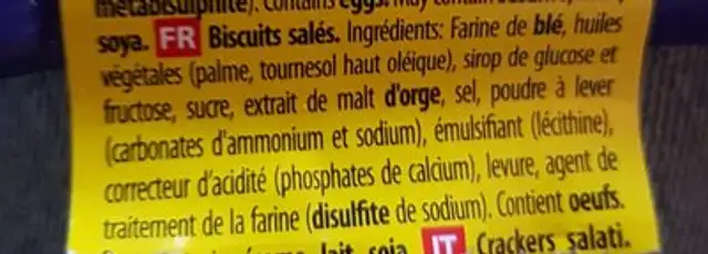 Cuétara Krit Pub Mix ingredients label