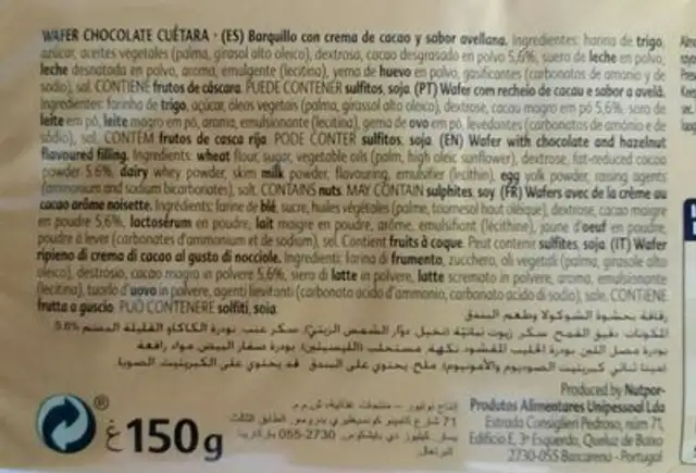 Demecao Cuetara ingredients label