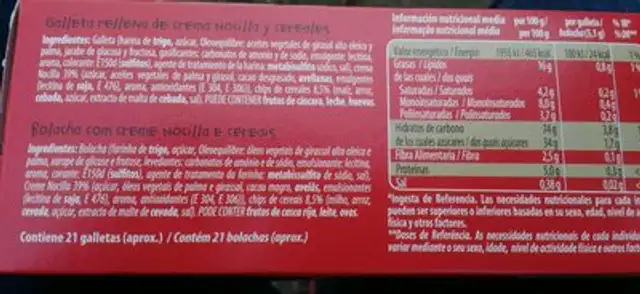 Flakes Nocilla ingredients label