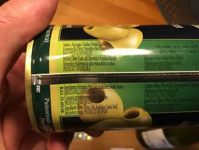 Olives La Sevillana Pitted Green In Can 370ML 1 / 24 ingredients label