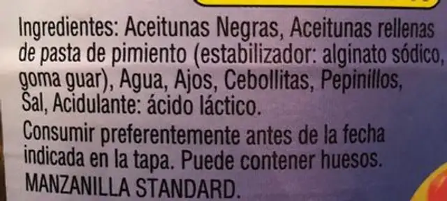 Cocktail Mediterraneo ingredients label