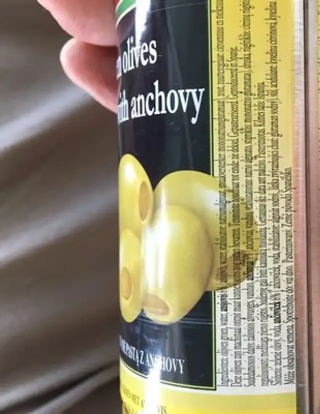Olives vertes fourrées aux anchois ingredients label