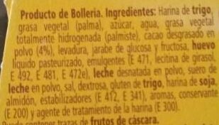 Bombón ingredients label