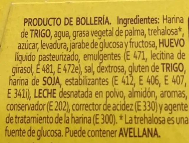 Donuts glacé ingredients label