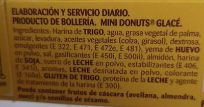 Donuts ingredients label