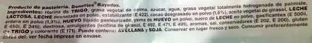 Donuts ingredients label
