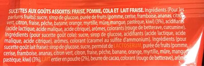 The Best of Assorted Flavour Lollipops ingredients label