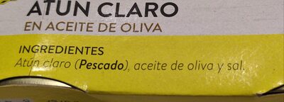 Atún claro en aceite de oliva ingredients label