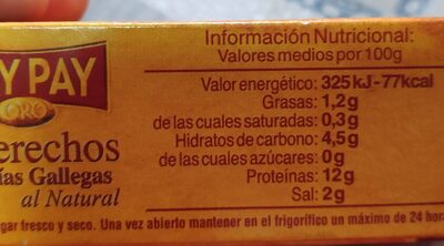 Berberechos de las Rías Gallegas nutrition facts table