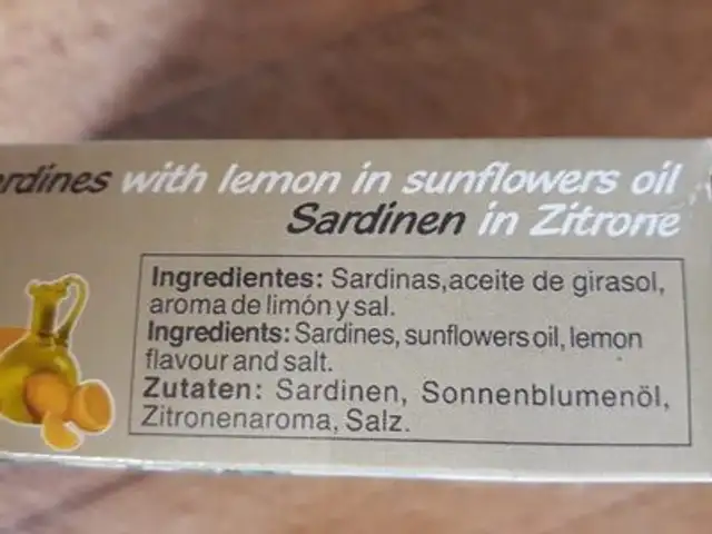 Sardina Aceite Limón Pay-pay 115GR ingredients label