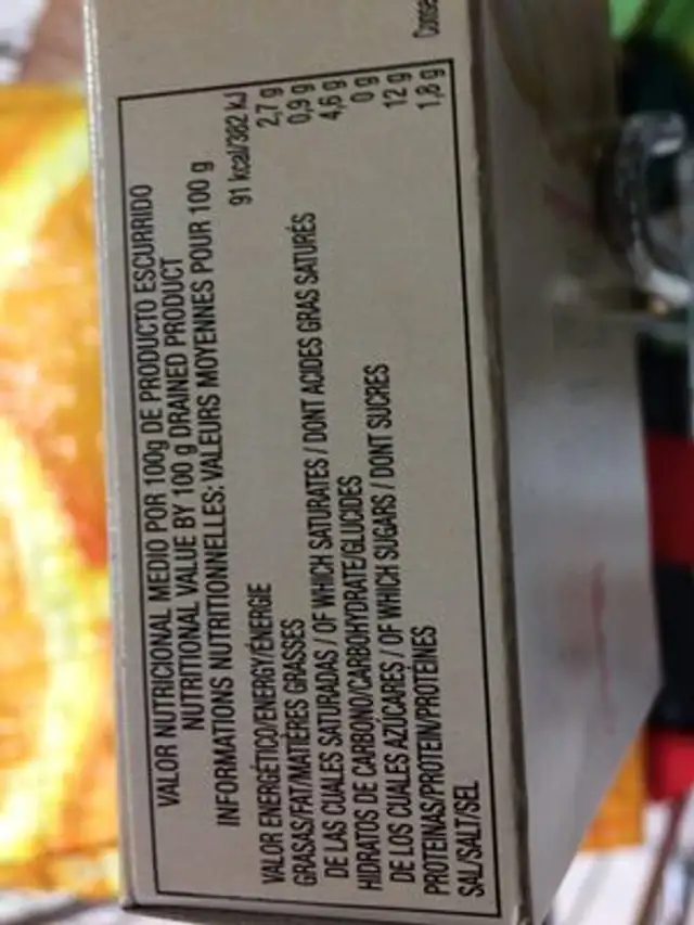 Grandes Palourdes Ramona ingredients label