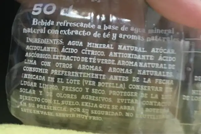 Font Vella TÉ ingredients label