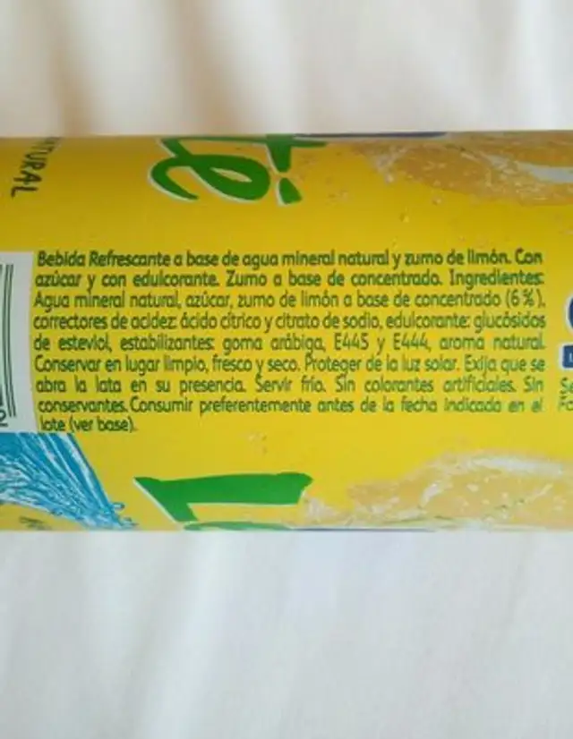 Font Vella lemon Drink 330ml spain ingredients label