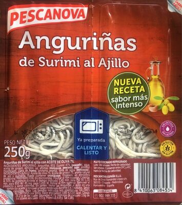 Anguriñas de surimi al ajillo front packaging