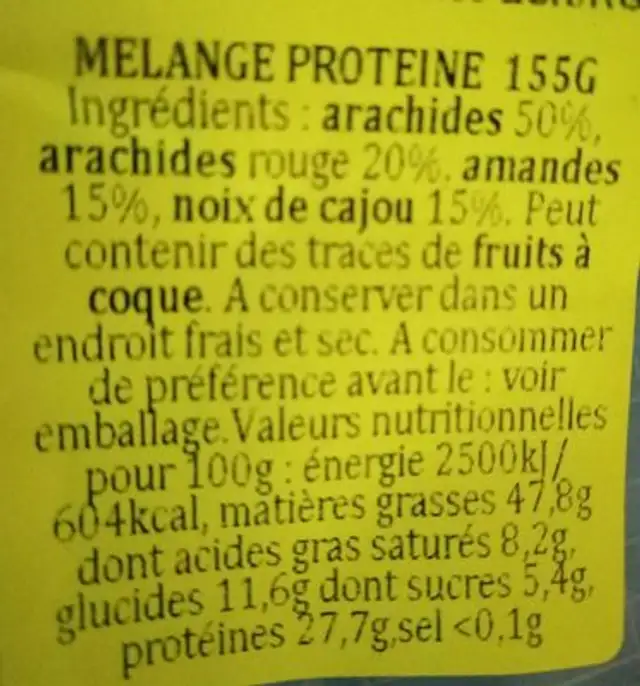 Nut-Rition ingredients label