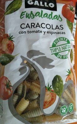 Caracolas con tomate y espinacas