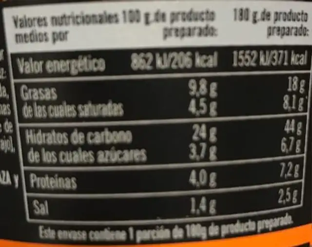 Fideus Curry Cup Soba Gallo nutrition facts table