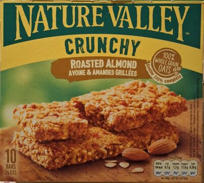 Barres céréales crunchy avoine et amandes grillées, 5 x 2 barres de 21 g