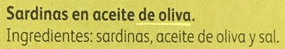 Sardinas enaceite de oliva ingredients label