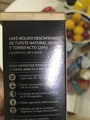 Crème express descafeinado ingredients label