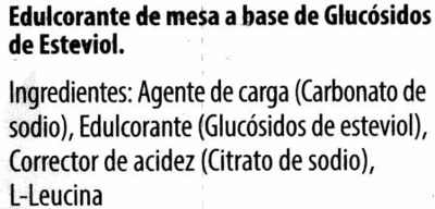 Stevia comprimidos ingredients label