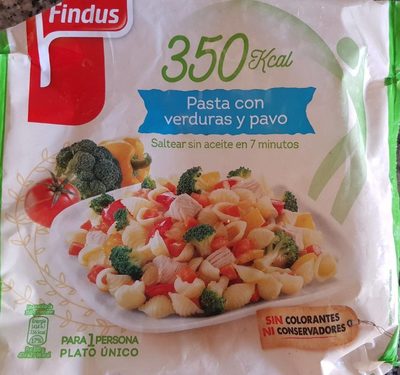 Pasta con verduras y pavo front packaging