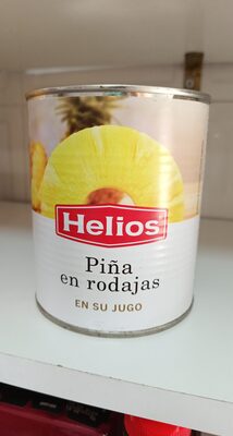 Piña en rodajas en su jugo front packaging