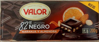 Valor Chocolate negro 82% con naranja y almendra