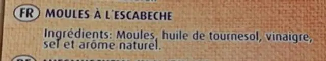 Mussels In Pickle Sauce ingredients label