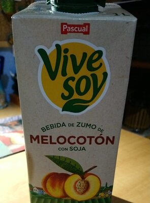Vive soy Melocotón Bebida de zumo con soja front packaging