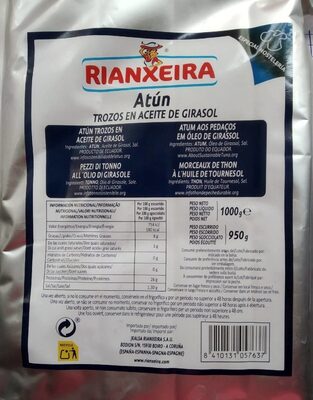 Trozos de atún en aceite de girasol