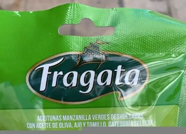 Aceitunas sin hueso aliñadas con tomillo ingredients label