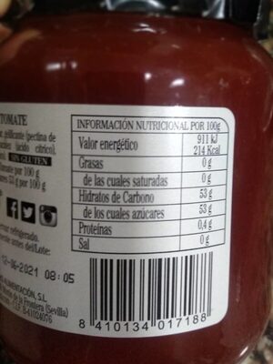 Mermelada de tomate nutrition facts table