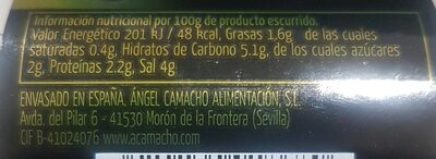 Dientes de ajo en salmuera nutrition facts table