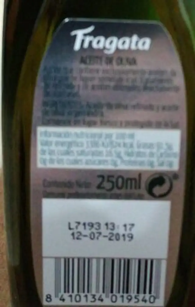 Aceite de oliva nutrition facts table