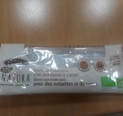 Barrita frutos secos con avellanas y cacao