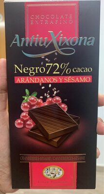 Chocolate negro 72% cacao con arándanos y sésamo