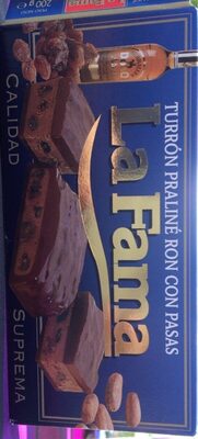 Turron praliné ron con pasas