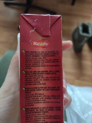 Zumo de melocotón ingredients label