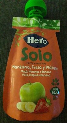 Solo bolsita de manzana, fresa y plátano ecológica