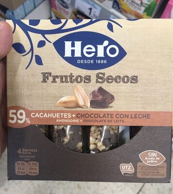 Barritas de cacahuetes y chocolate con leche