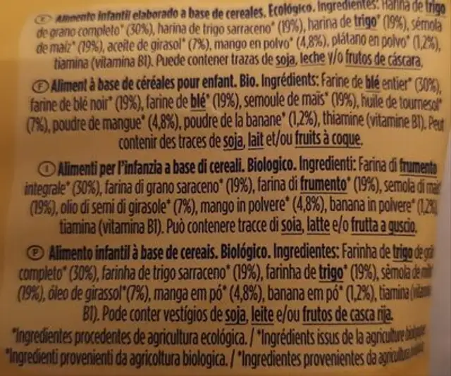 Hero Solo MiniPuffs Mangue ingredients label