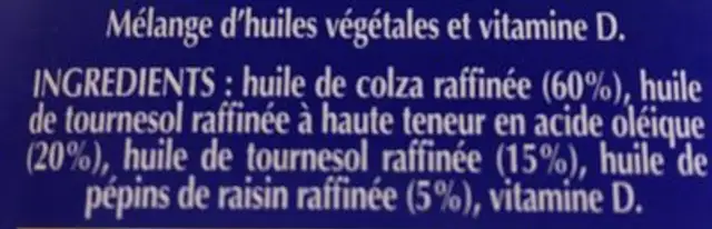 Oli 4 huiles ingredients label