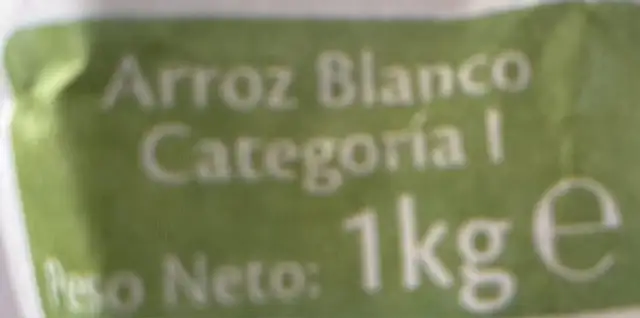arroz ecologico ingredients label