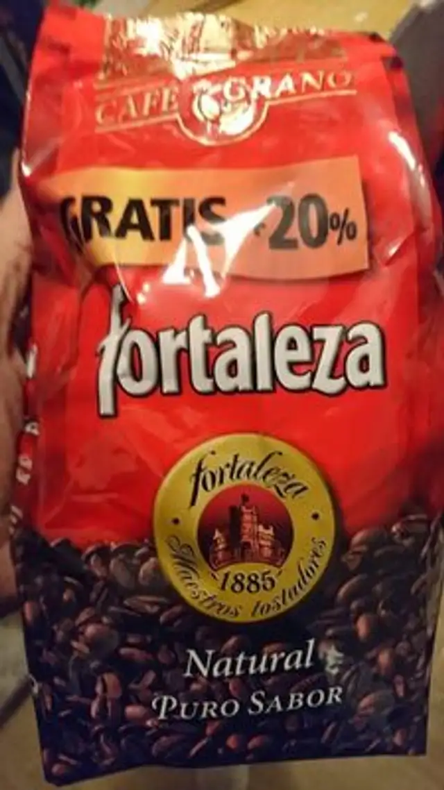 Café natural en grano front packaging